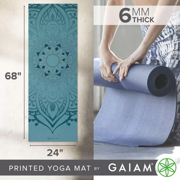 Gaiam Yoga Mat - Premium 6mm Print Extra Thick Non Slip Exercise &amp; Fitness Mat for All Types of Yoga, Pilates &amp; Floor Workouts 