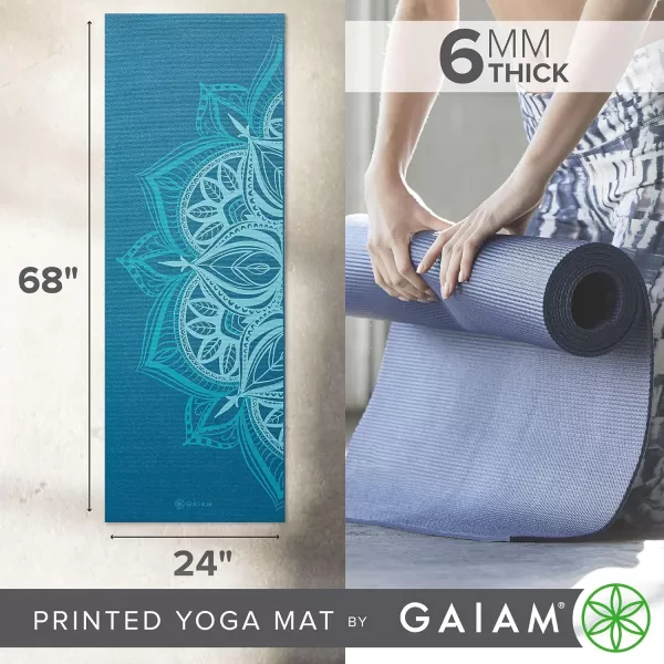 Gaiam Yoga Mat - Premium 6mm Print Extra Thick Non Slip Exercise &amp; Fitness Mat for All Types of Yoga, Pilates &amp; Floor Workouts 