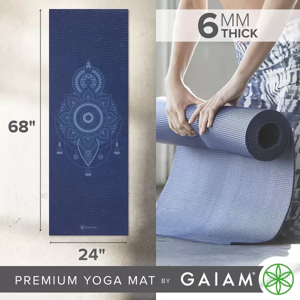 Gaiam Yoga Mat - Premium 6mm Print Extra Thick Non Slip Exercise &amp; Fitness Mat for All Types of Yoga, Pilates &amp; Floor Workouts 