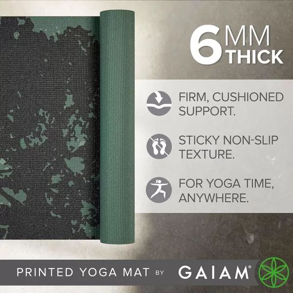 Gaiam Yoga Mat - Premium 6mm Print Extra Thick Non Slip Exercise &amp; Fitness Mat for All Types of Yoga, Pilates &amp; Floor Workouts 