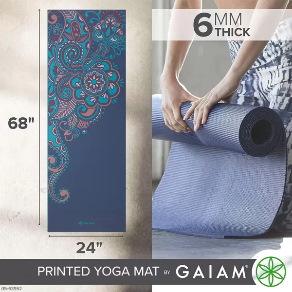 Gaiam Yoga Mat - Premium 6mm Print Extra Thick Non Slip Exercise &amp; Fitness Mat for All Types of Yoga, Pilates &amp; Floor Workouts 