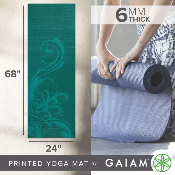 Gaiam Yoga Mat - Premium 6mm Print Extra Thick Non Slip Exercise &amp; Fitness Mat for All Types of Yoga, Pilates &amp; Floor Workouts 