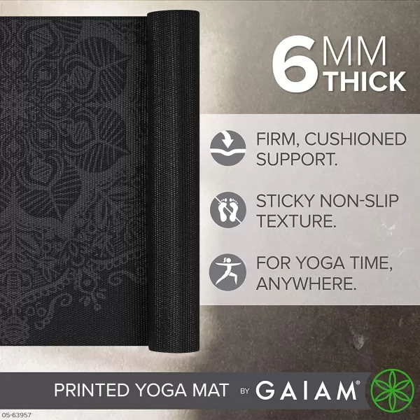 Gaiam Yoga Mat - Premium 6mm Print Extra Thick Non Slip Exercise &amp; Fitness Mat for All Types of Yoga, Pilates &amp; Floor Workouts 