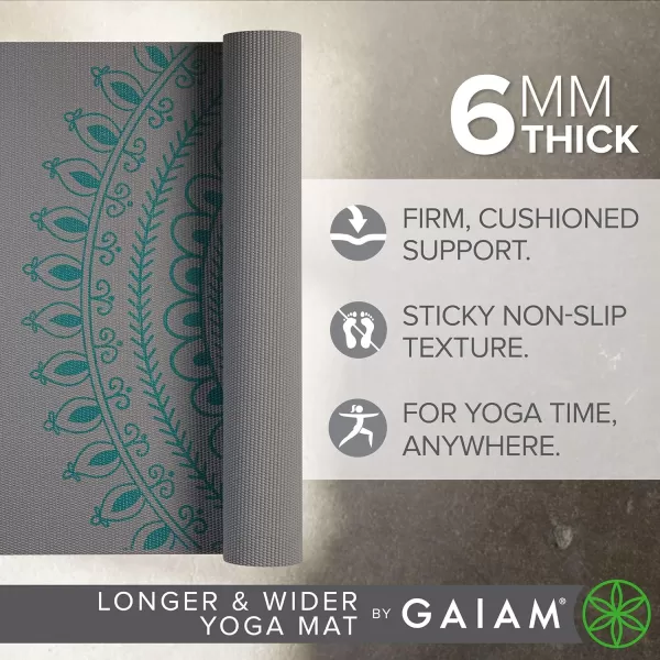 Gaiam Yoga Mat - Premium 6mm Print Extra Thick Non Slip Exercise &amp; Fitness Mat for All Types of Yoga, Pilates &amp; Floor Workouts )