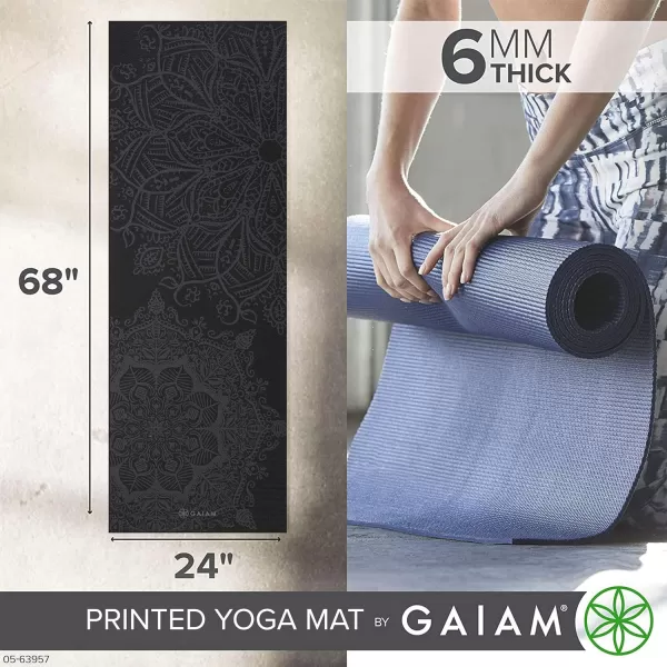 Gaiam Yoga Mat - Premium 6mm Print Extra Thick Non Slip Exercise &amp; Fitness Mat for All Types of Yoga, Pilates &amp; Floor Workouts 