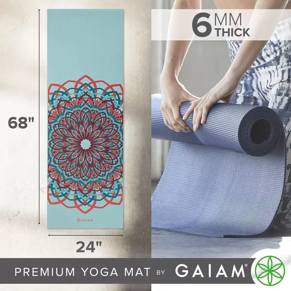 Gaiam Yoga Mat - Premium 6mm Print Extra Thick Non Slip Exercise &amp; Fitness Mat for All Types of Yoga, Pilates &amp; Floor Workouts 