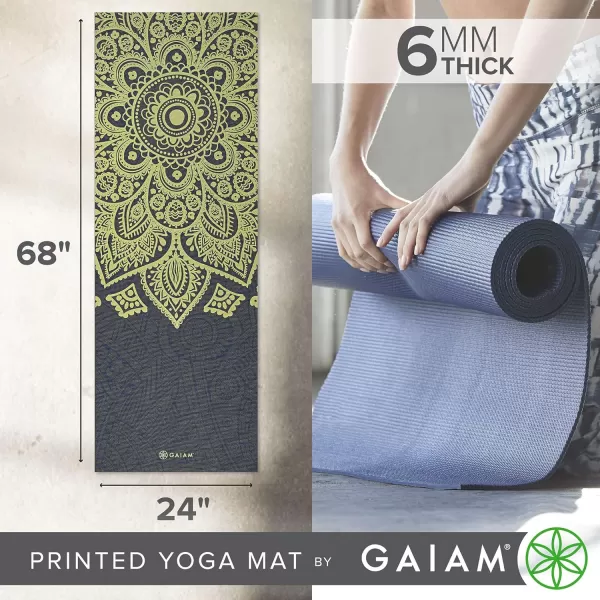 Gaiam Yoga Mat - Premium 6mm Print Extra Thick Non Slip Exercise &amp; Fitness Mat for All Types of Yoga, Pilates &amp; Floor Workouts 