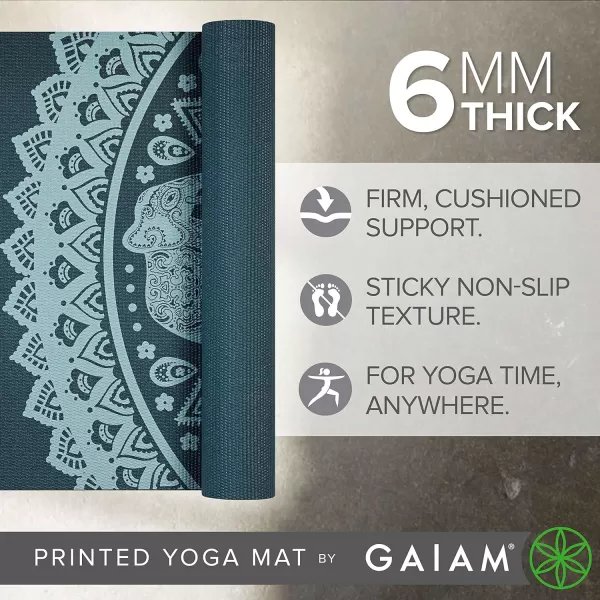 Gaiam Yoga Mat - Premium 6mm Print Extra Thick Non Slip Exercise &amp; Fitness Mat for All Types of Yoga, Pilates &amp; Floor Workouts 