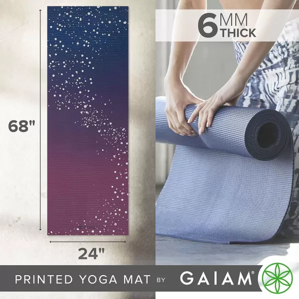 Gaiam Yoga Mat - Premium 6mm Print Extra Thick Non Slip Exercise &amp; Fitness Mat for All Types of Yoga, Pilates &amp; Floor Workouts 