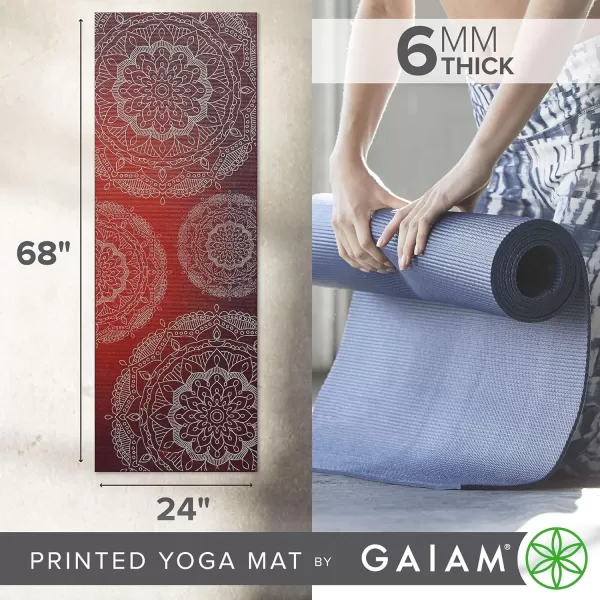 Gaiam Yoga Mat - Premium 6mm Print Extra Thick Non Slip Exercise &amp; Fitness Mat for All Types of Yoga, Pilates &amp; Floor Workouts 