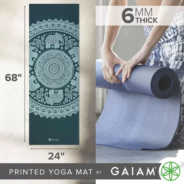 Gaiam Yoga Mat - Premium 6mm Print Extra Thick Non Slip Exercise &amp; Fitness Mat for All Types of Yoga, Pilates &amp; Floor Workouts 