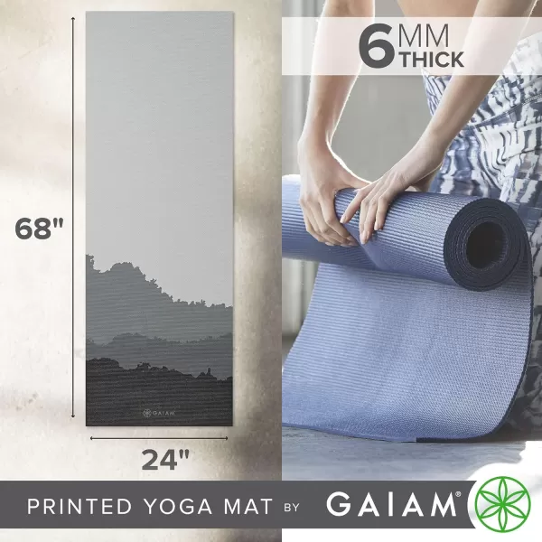 Gaiam Yoga Mat - Premium 6mm Print Extra Thick Non Slip Exercise &amp; Fitness Mat for All Types of Yoga, Pilates &amp; Floor Workouts 