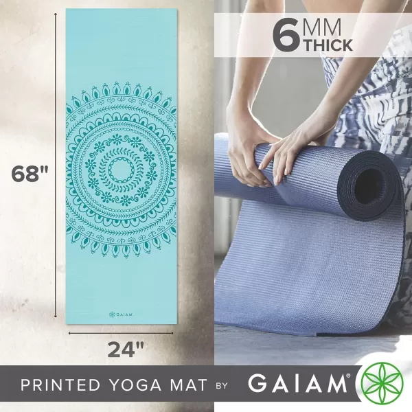 Gaiam Yoga Mat - Premium 6mm Print Extra Thick Non Slip Exercise &amp; Fitness Mat for All Types of Yoga, Pilates &amp; Floor Workouts 