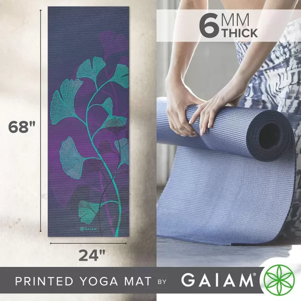 Gaiam Yoga Mat - Premium 6mm Print Extra Thick Non Slip Exercise &amp; Fitness Mat for All Types of Yoga, Pilates &amp; Floor Workouts 