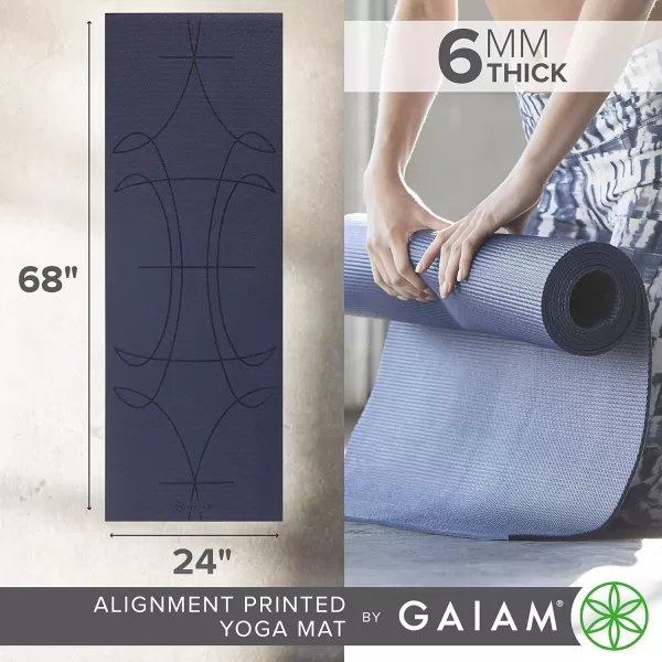 Gaiam Yoga Mat - Premium 6mm Print Extra Thick Non Slip Exercise &amp; Fitness Mat for All Types of Yoga, Pilates &amp; Floor Workouts )