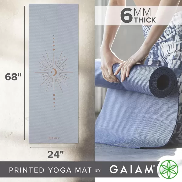 Gaiam Yoga Mat - Premium 6mm Print Extra Thick Non Slip Exercise &amp; Fitness Mat for All Types of Yoga, Pilates &amp; Floor Workouts 