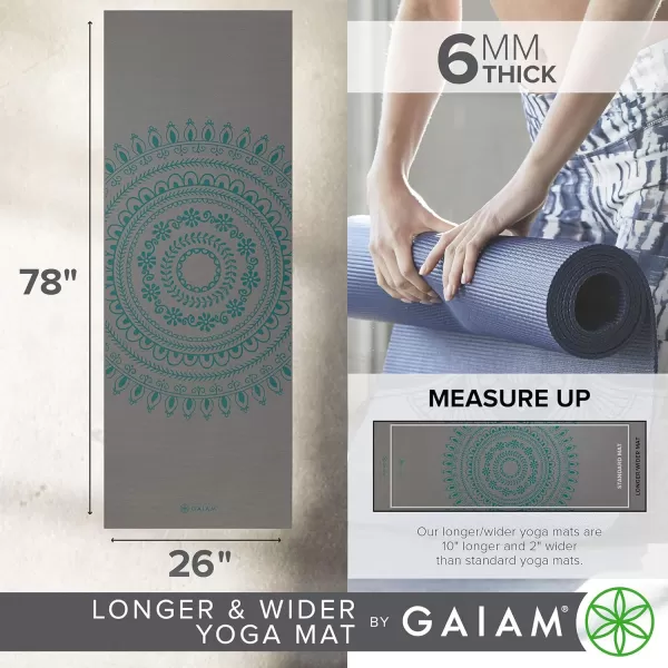 Gaiam Yoga Mat - Premium 6mm Print Extra Thick Non Slip Exercise &amp; Fitness Mat for All Types of Yoga, Pilates &amp; Floor Workouts )