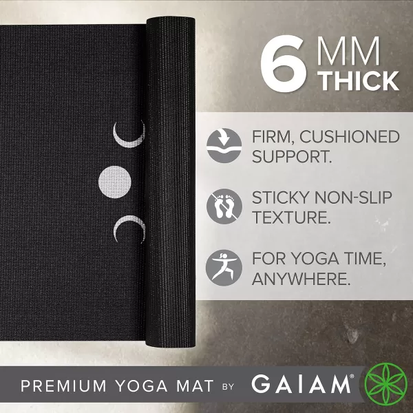 Gaiam Yoga Mat - Premium 6mm Print Extra Thick Non Slip Exercise &amp; Fitness Mat for All Types of Yoga, Pilates &amp; Floor Workouts 