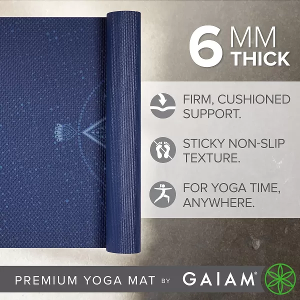 Gaiam Yoga Mat - Premium 6mm Print Extra Thick Non Slip Exercise &amp; Fitness Mat for All Types of Yoga, Pilates &amp; Floor Workouts 