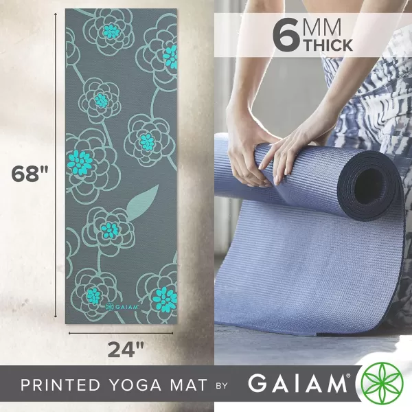 Gaiam Yoga Mat - Premium 6mm Print Extra Thick Non Slip Exercise &amp; Fitness Mat for All Types of Yoga, Pilates &amp; Floor Workouts 