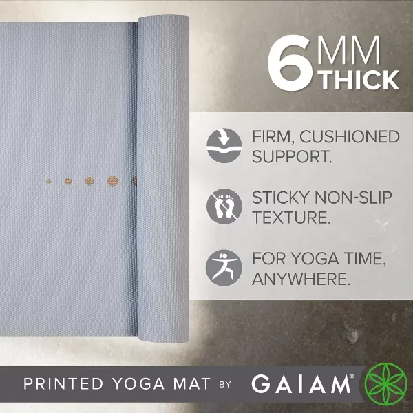 Gaiam Yoga Mat - Premium 6mm Print Extra Thick Non Slip Exercise &amp; Fitness Mat for All Types of Yoga, Pilates &amp; Floor Workouts 