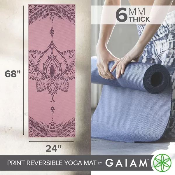 Gaiam Yoga Mat - Premium 6mm Print Reversible Extra Thick Non Slip Exercise &amp; Fitness Mat for All Types of Yoga, Pilates &amp; Floor Workouts 