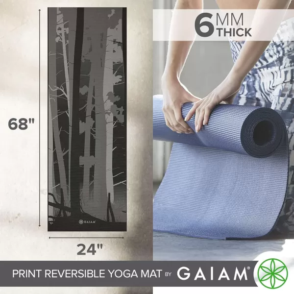 Gaiam Yoga Mat - Premium 6mm Print Reversible Extra Thick Non Slip Exercise &amp; Fitness Mat for All Types of Yoga, Pilates &amp; Floor Workouts 