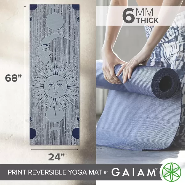 Gaiam Yoga Mat - Premium 6mm Print Reversible Extra Thick Non Slip Exercise &amp; Fitness Mat for All Types of Yoga, Pilates &amp; Floor Workouts 