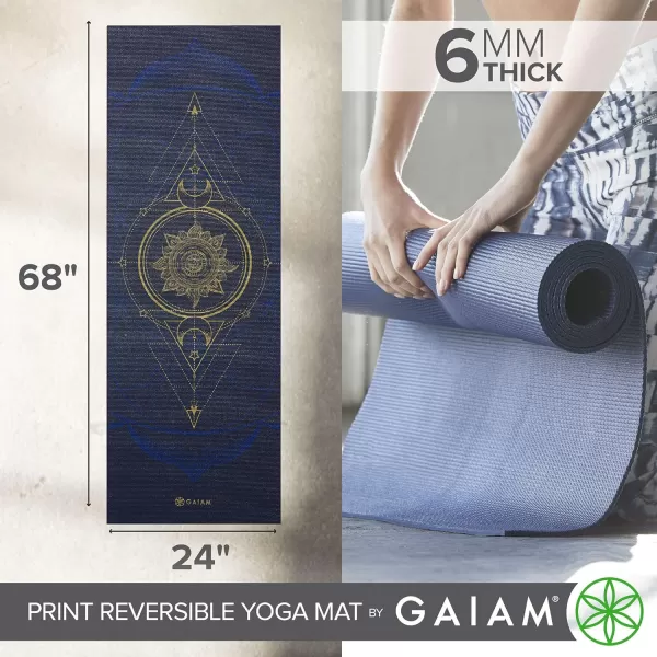 Gaiam Yoga Mat - Premium 6mm Print Reversible Extra Thick Non Slip Exercise &amp; Fitness Mat for All Types of Yoga, Pilates &amp; Floor Workouts 