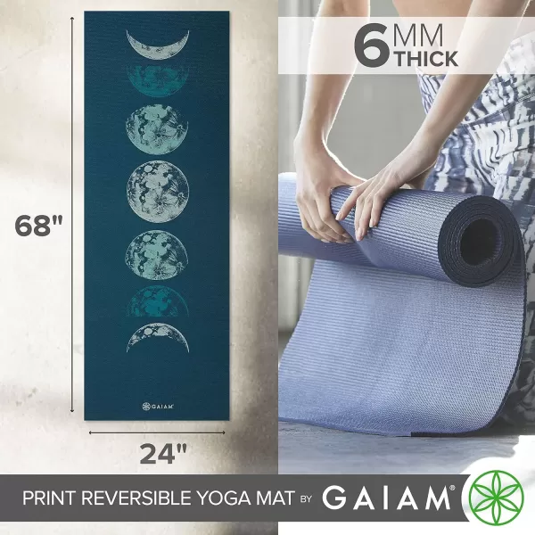 Gaiam Yoga Mat - Premium 6mm Print Reversible Extra Thick Non Slip Exercise &amp; Fitness Mat for All Types of Yoga, Pilates &amp; Floor Workouts 