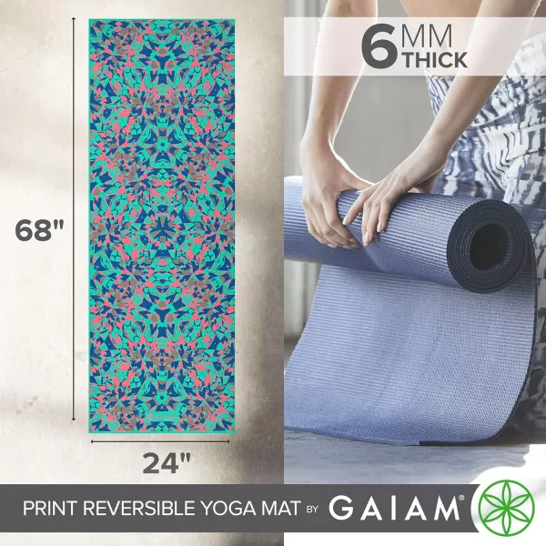 Gaiam Yoga Mat - Premium 6mm Print Reversible Extra Thick Non Slip Exercise &amp; Fitness Mat for All Types of Yoga, Pilates &amp; Floor Workouts 