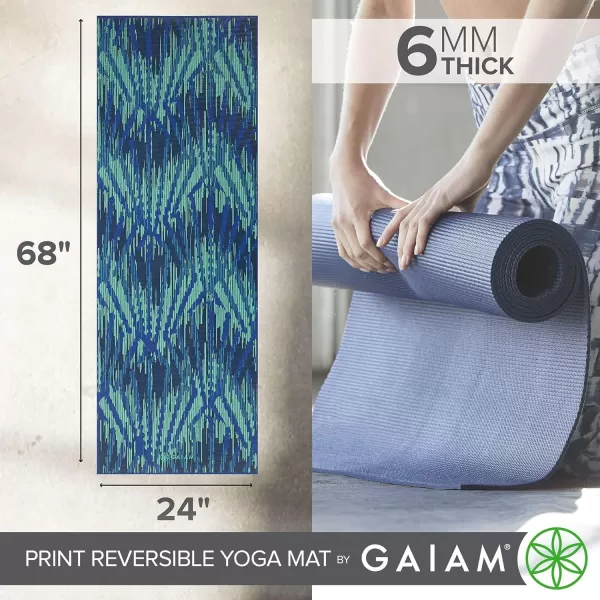 Gaiam Yoga Mat - Premium 6mm Print Reversible Extra Thick Non Slip Exercise &amp; Fitness Mat for All Types of Yoga, Pilates &amp; Floor Workouts 