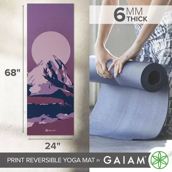 Gaiam Yoga Mat - Premium 6mm Print Reversible Extra Thick Non Slip Exercise &amp; Fitness Mat for All Types of Yoga, Pilates &amp; Floor Workouts 