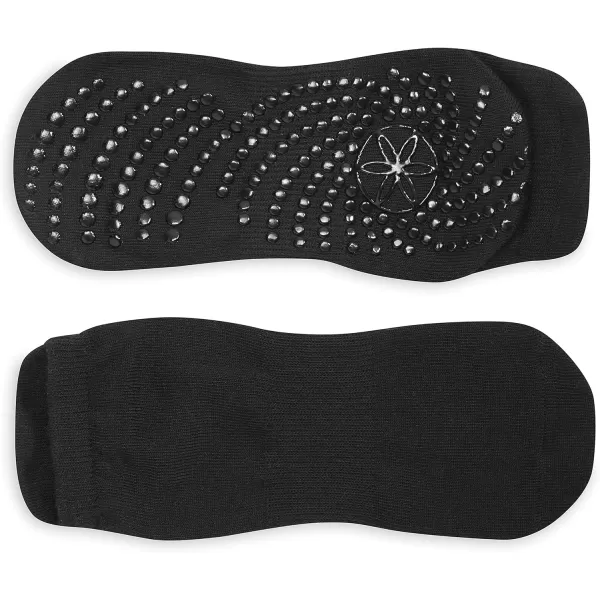 Gaiam Yoga Socks -Non Slip Fitness Sock Grips for Women &amp; Men Ideal for Home Use &amp; All Types of Yoga, Barre, Dance,Black)