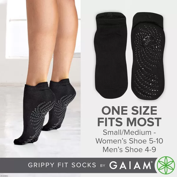 Gaiam Yoga Socks -Non Slip Fitness Sock Grips for Women &amp; Men Ideal for Home Use &amp; All Types of Yoga, Barre, Dance,Black)