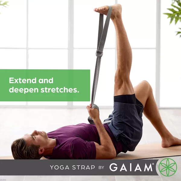 Gaiam Yoga Strap Premium Athletic Stretch Band with Adjustable Metal D-Ring Buckle Loop | Exercise &amp; Fitness Stretching for Yoga, Pilates, Physical Therapy, Dance, Gym Workouts