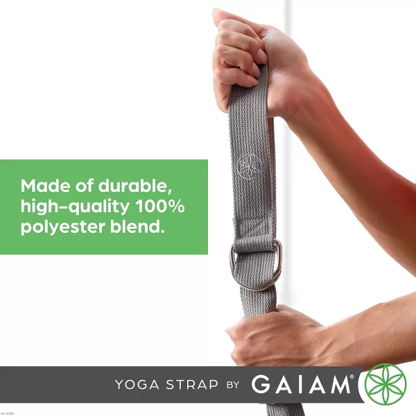 Gaiam Yoga Strap Premium Athletic Stretch Band with Adjustable Metal D-Ring Buckle Loop | Exercise &amp; Fitness Stretching for Yoga, Pilates, Physical Therapy, Dance, Gym Workouts