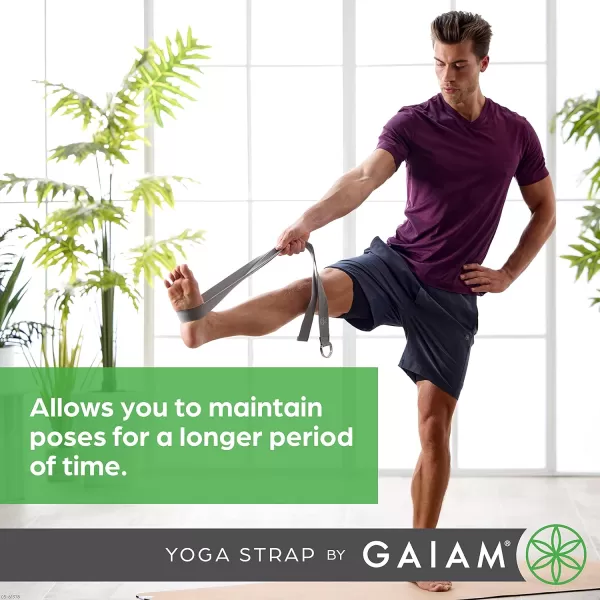 Gaiam Yoga Strap Premium Athletic Stretch Band with Adjustable Metal D-Ring Buckle Loop | Exercise &amp; Fitness Stretching for Yoga, Pilates, Physical Therapy, Dance, Gym Workouts