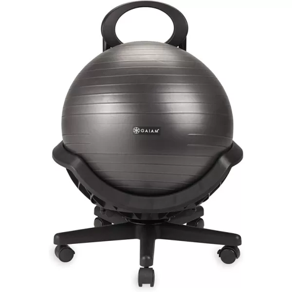 Gaiam Ultimate Balance Ball Chair  - Premium Exercise Stability Yoga Ball Ergonomic Chair for Home and Office Desk - 52cm Anti-Burst Ball, Air Pump, Exercise Guide)