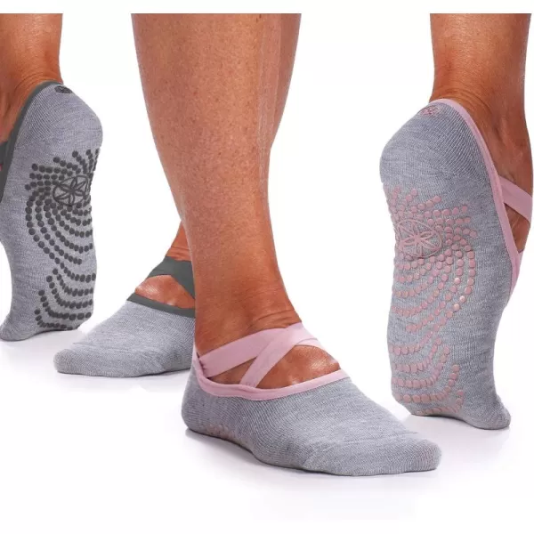 Gaiam Yoga Barre Socks - Non Slip Sticky Toe Grip Accessories for Women &amp; Men)