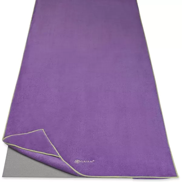 Gaiam Yoga Towel - Mat Sized Active Dry Non Slip Moisture Wicking Sweat Absorbent Microfiber Hot Yoga Towel for Women &amp; Men | Stay-Put Corner Pockets 