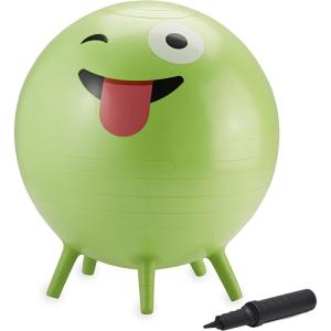 imageGaiam Kids StayNPlay Childrens Balance Ball Flexible School Chair Active Classroom Desk Alternative Seating BuiltIn StayPut Soft Stability Legs Includes Air Pump 45cm Green Crazy Silly