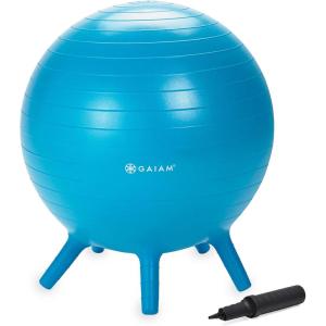 imageStayNPlay Childrens Balance Ball  Flexible School Chair Active Classroom Desk Alternative Seating BuiltIn StayPut Soft Stability Legs Includes Air PumpBlue