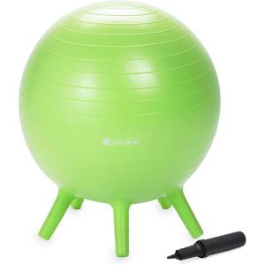 imageStayNPlay Childrens Balance Ball  Flexible School Chair Active Classroom Desk Alternative Seating BuiltIn StayPut Soft Stability Legs Includes Air PumpLime