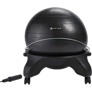 imageGaiam Classic Backless Balance Ball Chair  Exercise Stability Yoga Ball Premium Ergonomic Chair for Home and Office Desk with Air Pump Exercise Guide and Satisfaction GuaranteeCharcoal