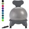 imageGaiam Classic Balance Ball Chair  Ergonomic Stability Chair for Desk ampamp Office  Yoga Ball Seat with Base Air Pump ampamp Exercise Guide  Improves Posture ampamp Core Strength 300 lb CapacityCool Grey
