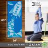 imageGaiam Kids Yoga Mat Exercise Mat Yoga for Kids with Fun Prints  Playtime for Babies Active ampamp Calm Toddlers and Young Children 60quot L x 24quot W x 3mm ThickBlue Rocket