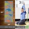 imageGaiam Kids Yoga Mat Exercise Mat Yoga for Kids with Fun Prints  Playtime for Babies Active ampamp Calm Toddlers and Young Children 60quot L x 24quot W x 3mm ThickDino Zone