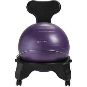 imageGaiam Classic Balance Ball Chair  Ergonomic Stability Chair for Desk ampamp Office  Yoga Ball Seat with Base Air Pump ampamp Exercise Guide  Improves Posture ampamp Core Strength 300 lb CapacityPurple