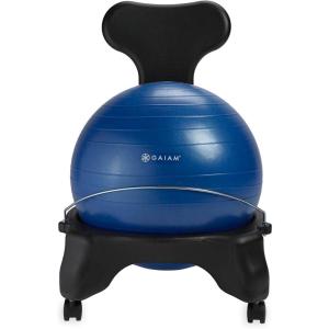 imageGaiam Classic Balance Ball Chair  Ergonomic Stability Chair for Desk ampamp Office  Yoga Ball Seat with Base Air Pump ampamp Exercise Guide  Improves Posture ampamp Core Strength 300 lb CapacityBlue